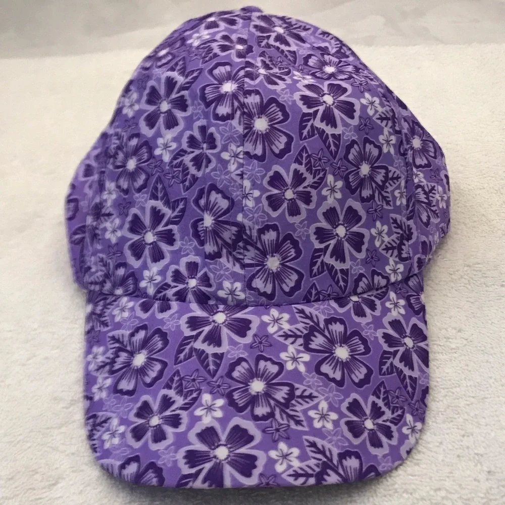Girl's Adjustable Purple Floral Designer Hat